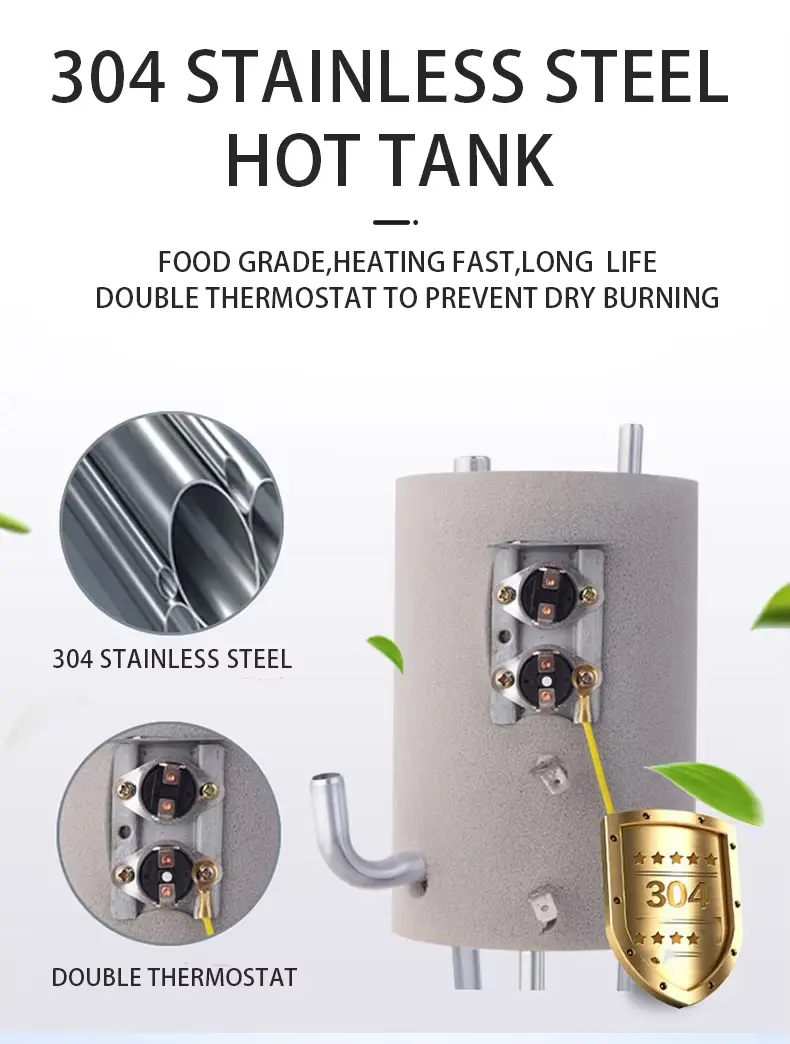 304 stainless steel hot water tank and dual temperature control